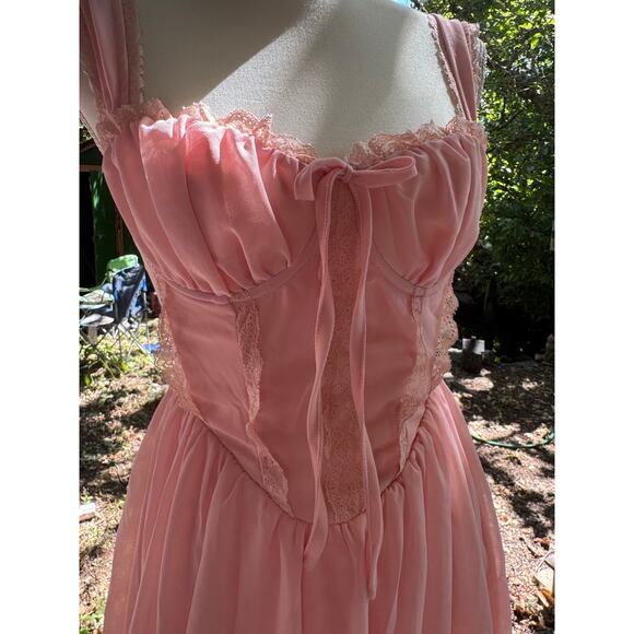 Windsor Pale Petal Pink Romantic Rouched Ballerina Top Dress Flouncy Cap Sleeve - Picture 3 of 7